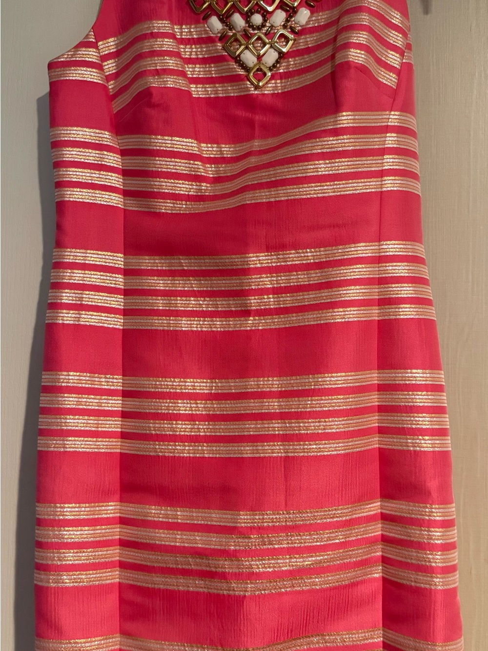 Lilly Pulitzer Pink and Gold Striped Sleeveless Dress - Picture 1 of 3
